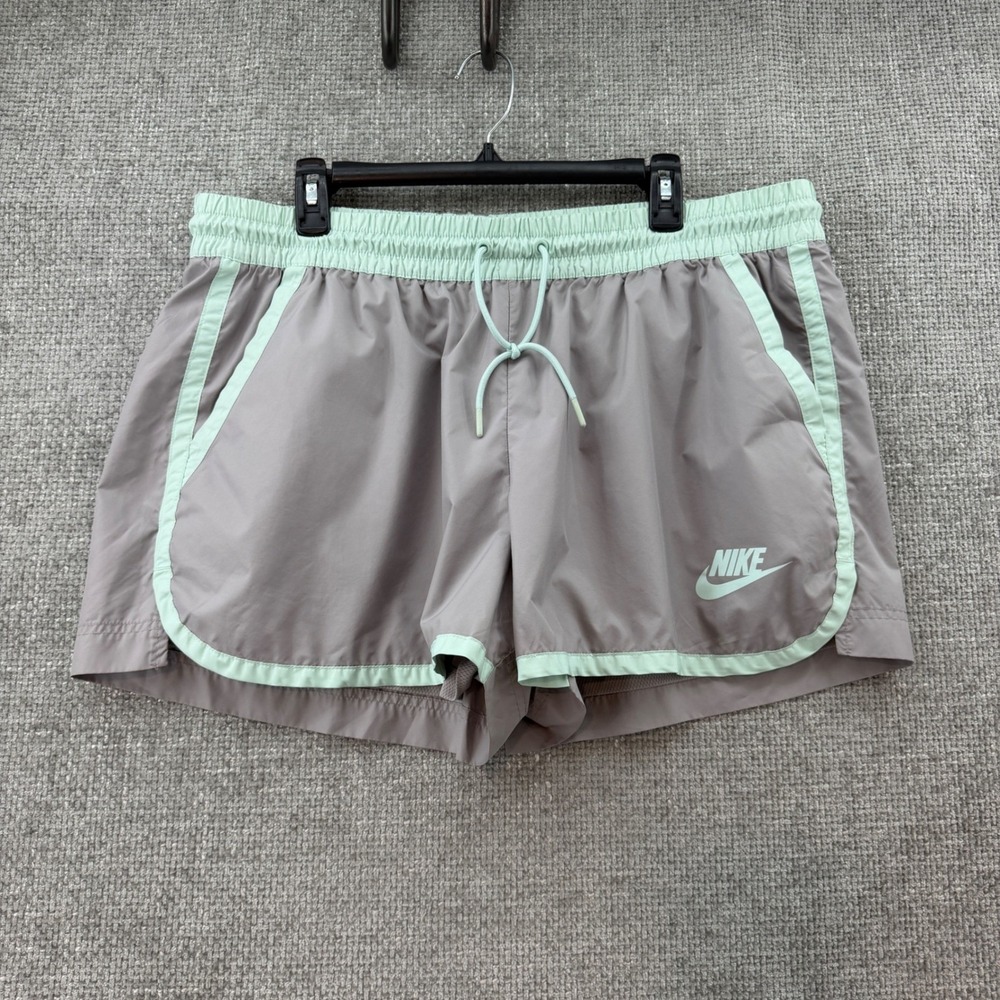 Nike Women's Sportswear Classic Woven Shorts 2XL Grey Mint Green Active Lined